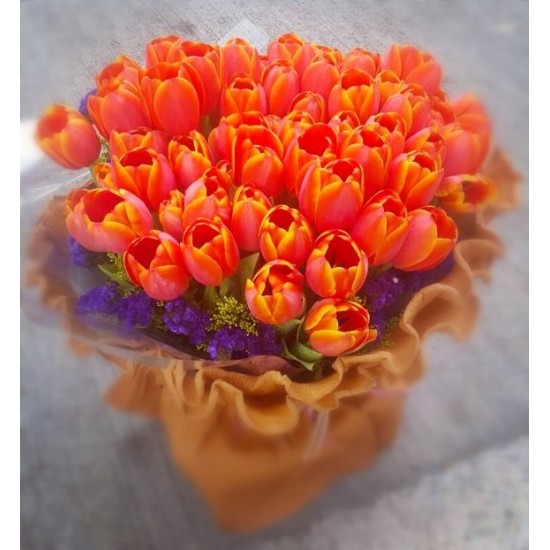 50pcs Orange Tulips Bouquet